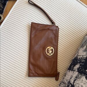 Michael Kors Chocolate Leather Clutch